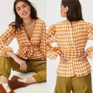 New! Anthropologie Find Me Now Shay Tie-Front Blouse Size Large BNWT